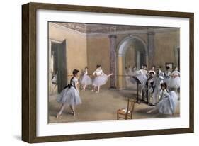 The Dance Foyer at the Opera on the Rue Le Peletier, 1872-Edgar Degas-Framed Giclee Print