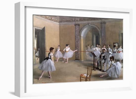 The Dance Foyer at the Opera on the Rue Le Peletier, 1872-Edgar Degas-Framed Giclee Print