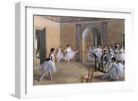 The Dance Foyer at the Opera on the Rue Le Peletier, 1872-Edgar Degas-Framed Giclee Print