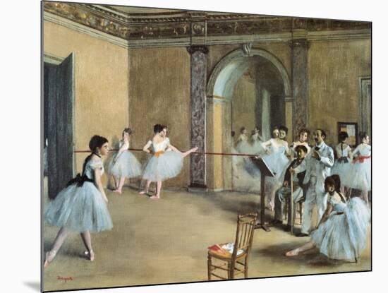 The Dance Foyer at the Opera on the Rue Le Peletier-Edgar Degas-Mounted Art Print