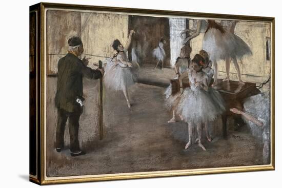 The dance lecon. Around 1876. Pastel on paper glues on cardboard.-Edgar Degas-Stretched Canvas