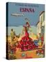 The Dance of Andalusia - Iberia Air Lines of Spain, Vintage Airline Poster-Pacifica Island Art-Stretched Canvas