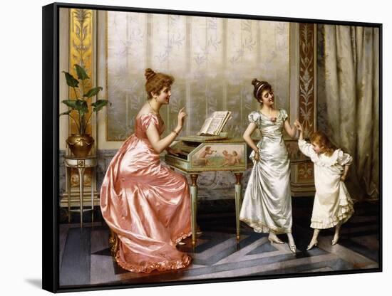 The Dancing Lesson-Vittorio Reggianini-Framed Stretched Canvas