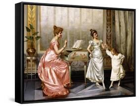 The Dancing Lesson-Vittorio Reggianini-Framed Stretched Canvas