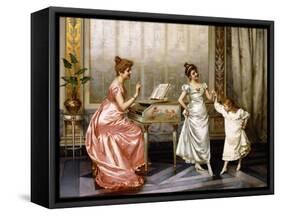 The Dancing Lesson-Vittorio Reggianini-Framed Stretched Canvas