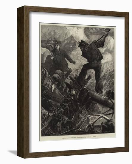 The Dangers of the Deep, Cutting Away the Masts in a Storm-William Heysham Overend-Framed Giclee Print