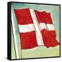 The Danish Flag-English School-Framed Stretched Canvas