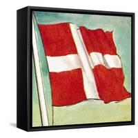 The Danish Flag-English School-Framed Stretched Canvas