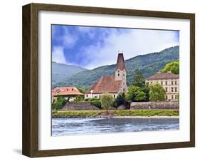 The Danube River and the Village of Weissenkirchen, Wachau Lower Austria-Miva Stock-Framed Premium Photographic Print