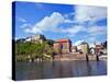 The Danube River Flows in Front of Veste Oberhaus Castle, Passau, Germany-Miva Stock-Stretched Canvas