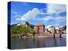 The Danube River Flows in Front of Veste Oberhaus Castle, Passau, Germany-Miva Stock-Stretched Canvas