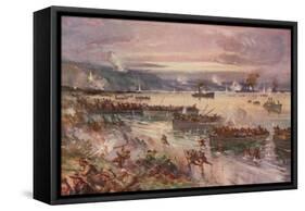 The Dardanelles Operations: the Landing of the Australians in Gallipoli, April 1915-E. S. Hodgson-Framed Stretched Canvas