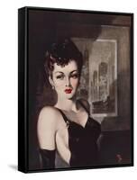 The Dark Lady of the Skyscrapers-David Wright-Framed Stretched Canvas