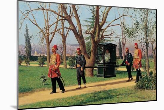 The Daughter of the English Ambassador Riding in a Palanquin-Fausto Zonaro-Mounted Giclee Print