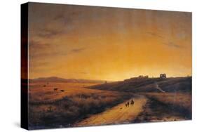 The Dawn Seen From the Countryside Outside Rome-Giuseppe Canella-Stretched Canvas