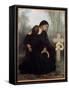 The Day of the Dead A Mother and Daughter in Front of the Grave of the Deceased Father and Husband-William-Adolphe Bouguereau-Framed Stretched Canvas