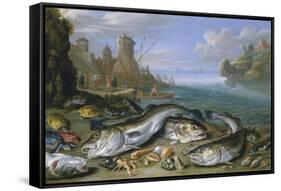 The Day's Catch on the Seashore-Jan van Kessel-Framed Stretched Canvas