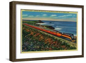 The Daylight Limited Train on California Coast - California Coast-Lantern Press-Framed Art Print