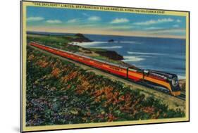 The Daylight Limited Train on California Coast - California Coast-Lantern Press-Mounted Art Print