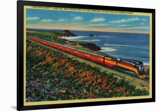 The Daylight Limited Train on California Coast - California Coast-Lantern Press-Framed Art Print