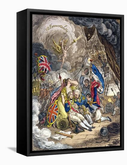 The Death of Admiral Lord Nelson at the Moment of Victory! Published by Hannah Humphrey in 1805-James Gillray-Framed Stretched Canvas