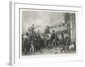 The Death of Admiral Magon at the Battle of Trafalgar-Paul Girardet-Framed Art Print
