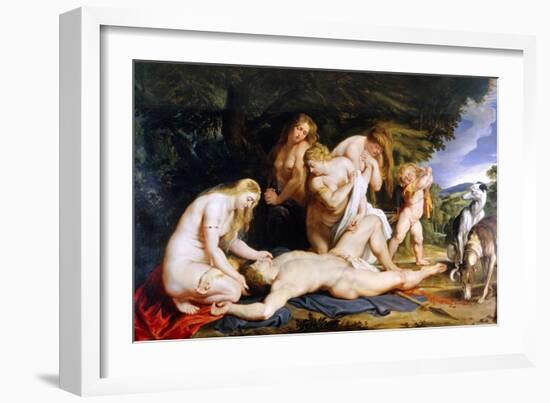 The Death of Adonis (With Venus, Cupid and the Three Graces) C.1614-Peter Paul Rubens-Framed Giclee Print