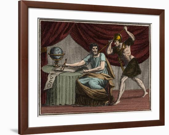 The death of Archimedes during the capture of Syracuse, Sicily, by Roman soldiers in 212 BC-French School-Framed Giclee Print