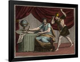 The death of Archimedes during the capture of Syracuse, Sicily, by Roman soldiers in 212 BC-French School-Framed Giclee Print