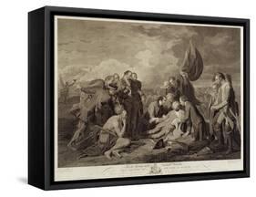 The Death of General Wolfe (1727-59), Engraved by William Woollett (1735-85) C.1776 (Engraving)-Benjamin West-Framed Stretched Canvas