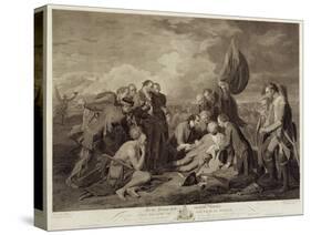 The Death of General Wolfe (1727-59), Engraved by William Woollett (1735-85) C.1776 (Engraving)-Benjamin West-Stretched Canvas