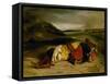 The Death of Hassan, or Turkish Officer Killed in the Mountains (1825)-Eugene Delacroix-Framed Stretched Canvas