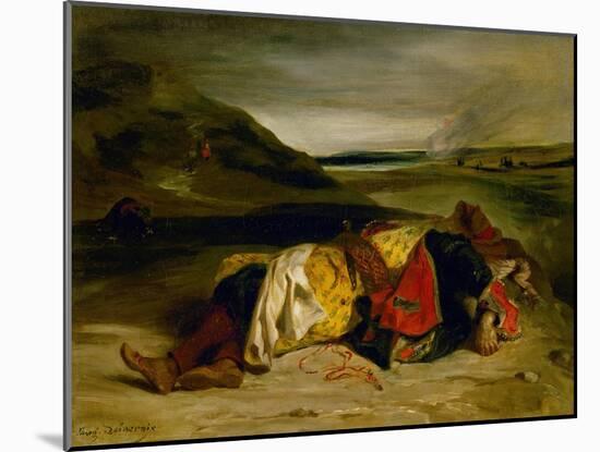 The Death of Hassan, or Turkish Officer Killed in the Mountains (1825)-Eugene Delacroix-Mounted Giclee Print