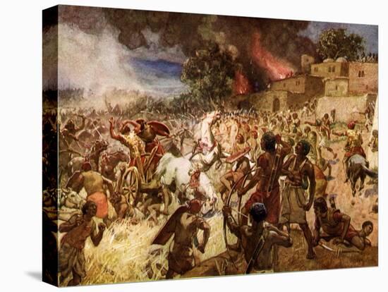 The death of King Josiah at Megiddo - Bible-William Brassey Hole-Stretched Canvas