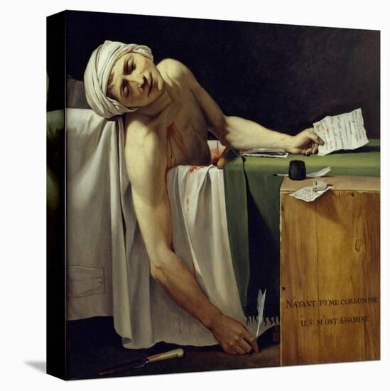 The Death of Marat (John Paul Marat (1743-1793) Murdered). Detail. Painting by Jacques Louis David-Jacques Louis David-Stretched Canvas