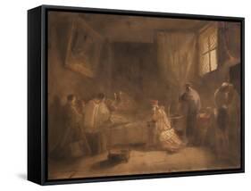 The Death of Poussin-Francois-Marius Granet-Framed Stretched Canvas