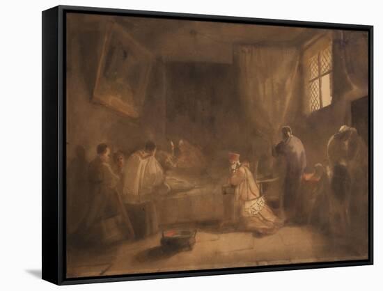 The Death of Poussin-Francois-Marius Granet-Framed Stretched Canvas