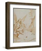 The Death of Saint Onophrius chalk, pen, ink and wash-Giovanni Battista Tiepolo-Framed Giclee Print