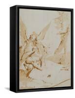 The Death of Saint Onophrius chalk, pen, ink and wash-Giovanni Battista Tiepolo-Framed Stretched Canvas