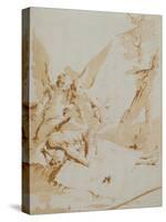 The Death of Saint Onophrius chalk, pen, ink and wash-Giovanni Battista Tiepolo-Stretched Canvas