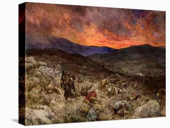 The Death of Saul at Gilboa - Bible-William Brassey Hole-Stretched Canvas