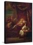 The Death of St. Ambrose, before 1706 (Oil on Canvas)-Bon De Boulogne-Stretched Canvas