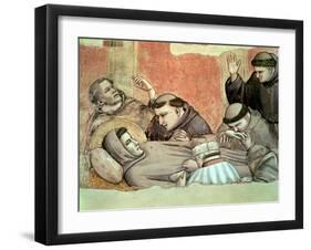 The Death of St. Francis, Detail of St. Francis and the Monks, from the Bardi Chapel-Giotto di Bondone-Framed Giclee Print