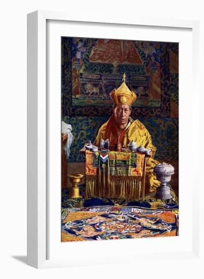 The Deb Raja, Acting Head of the Buddhist Church of Bhutan, 1922-John Claude White-Framed Giclee Print