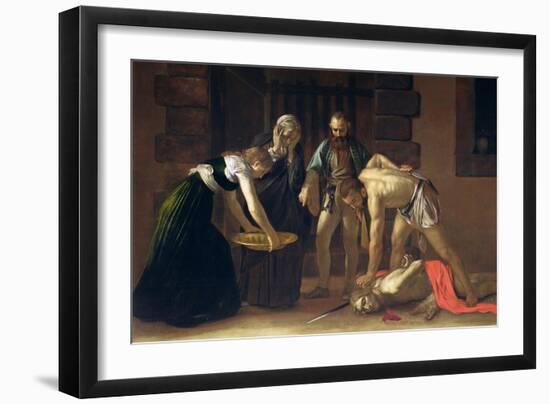 The Decapitation of St. John the Baptist, 1608 (Detail)-Caravaggio-Framed Giclee Print