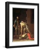 The Decapitation of St. John the Baptist, 1608-Caravaggio-Framed Giclee Print