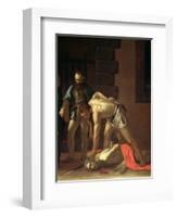 The Decapitation of St. John the Baptist, 1608-Caravaggio-Framed Giclee Print