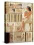 The Deceased in Front of a Table of Food, Egyptian, Old Kingdom (Wall Painting)-null-Stretched Canvas