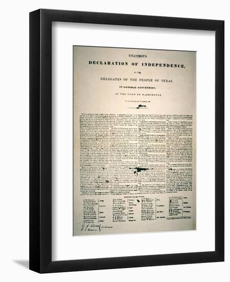 The Declaration of Texas Independence, Declared 2nd March, 1836-null-Framed Premium Giclee Print