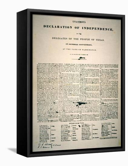 The Declaration of Texas Independence, Declared 2nd March, 1836-null-Framed Stretched Canvas